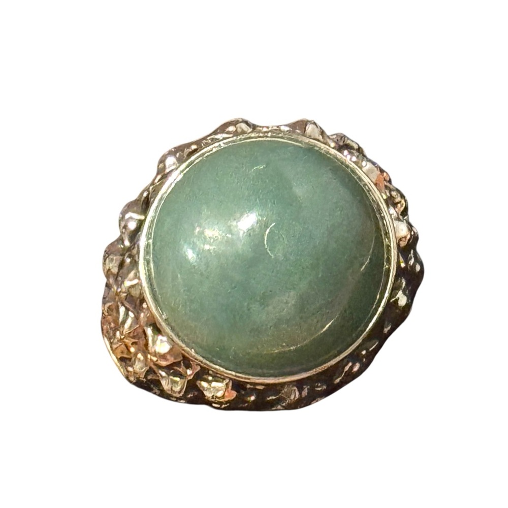 Elegant Sterling Silver 925 Ornate Green Jade Ring SZ 7